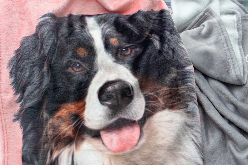 Custom Pet Blanket with Photo and Name Personalized Dog Cat Memorial Gift for Pet Lover - Duty Paid by Seller