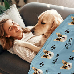 Custom Dog Blanket with Photo Custom Name Blanket for Pets, Personalized Dog Photo Blanket for Pet Lover Gifts Dog Dad Dog Mom Gifts