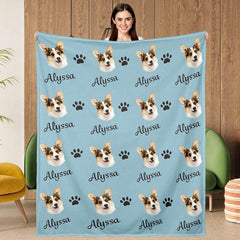 Custom Dog Blanket with Photo Custom Name Blanket for Pets, Personalized Dog Photo Blanket for Pet Lover Gifts Dog Dad Dog Mom Gifts