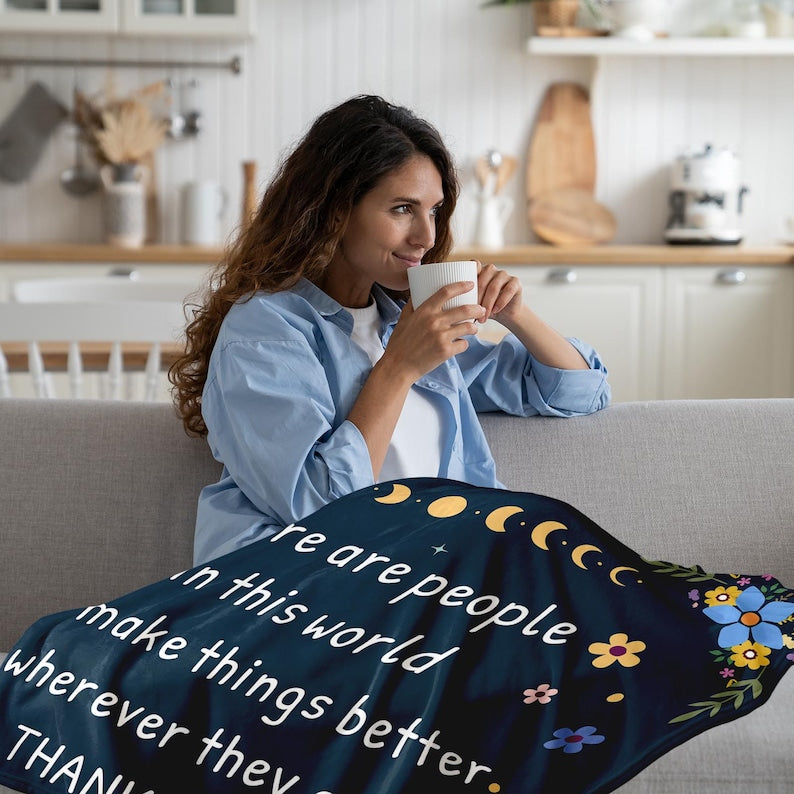 Thank You Gifts for Women, Custom Blanket with Name, Throw Blanket Appreciation Inspirational Gifts for Teacher, Coworker, Nurses, Friends