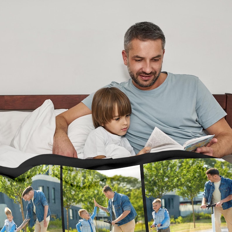 Custom Photo Blanket for Dad, Fathers Day Photo Blanket for Grandfather Dad Birthday Gifts from Daughter Son, Picture Blanket Grandpa Gifts