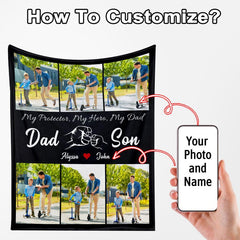 Custom Photo Blanket for Dad, Fathers Day Photo Blanket for Grandfather Dad Birthday Gifts from Daughter Son, Picture Blanket Grandpa Gifts