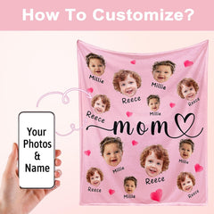 Custom Baby Face Photo Blanket, Photo Blanket, Throw Blanket for Kids, Personalized Blanket with Baby Face, Mothers Day Gift, Grandma Gifts