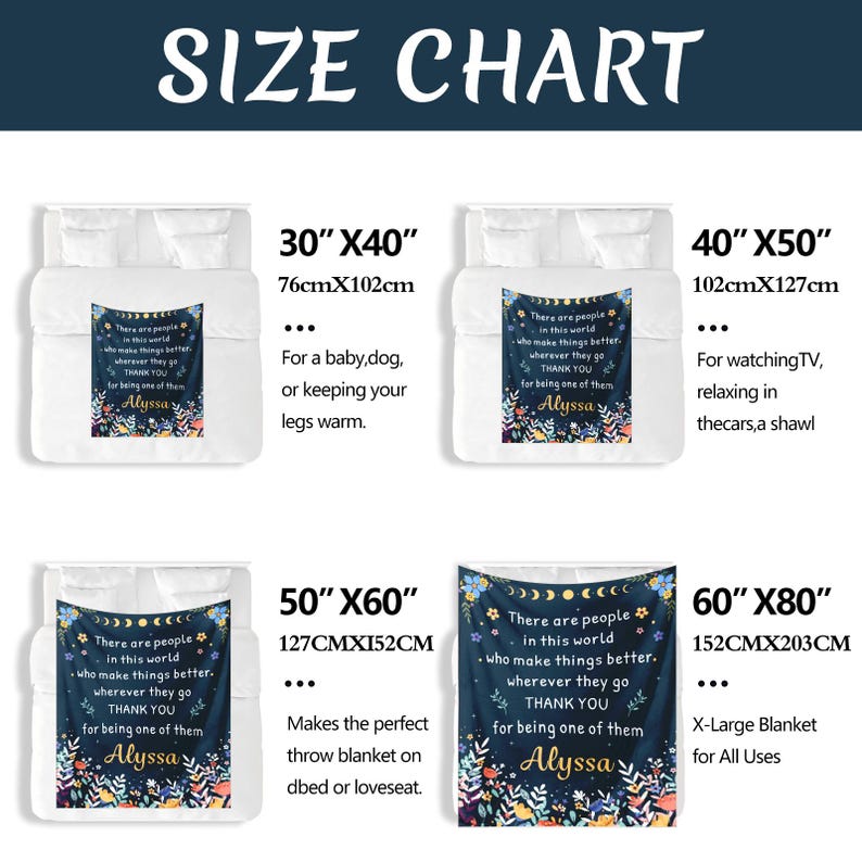 Thank You Gifts for Women, Custom Blanket with Name, Throw Blanket Appreciation Inspirational Gifts for Teacher, Coworker, Nurses, Friends