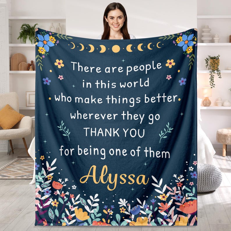 Thank You Gifts for Women, Custom Blanket with Name, Throw Blanket Appreciation Inspirational Gifts for Teacher, Coworker, Nurses, Friends