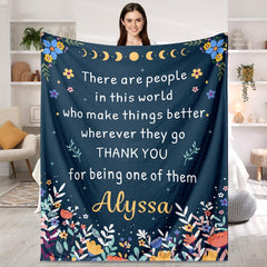 Thank You Gifts for Women, Custom Blanket with Name, Throw Blanket Appreciation Inspirational Gifts for Teacher, Coworker, Nurses, Friends