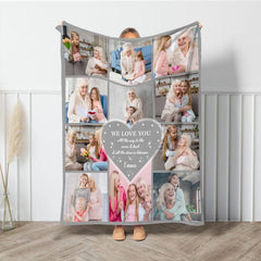 Personalized Photo Blanket For Mom Grandma, Custom Photo Blanket Grandma, Mother's Day Gift from Grandkids, Birthday Gift for Grandmother